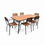 Gartenmöbel-Set aus Holz und Metall 180x90cm - Lima - Rechteckiger Tisch aus Akazie und Metall mit 4 Stühlen und 2 stapelbaren Sesseln Photo5