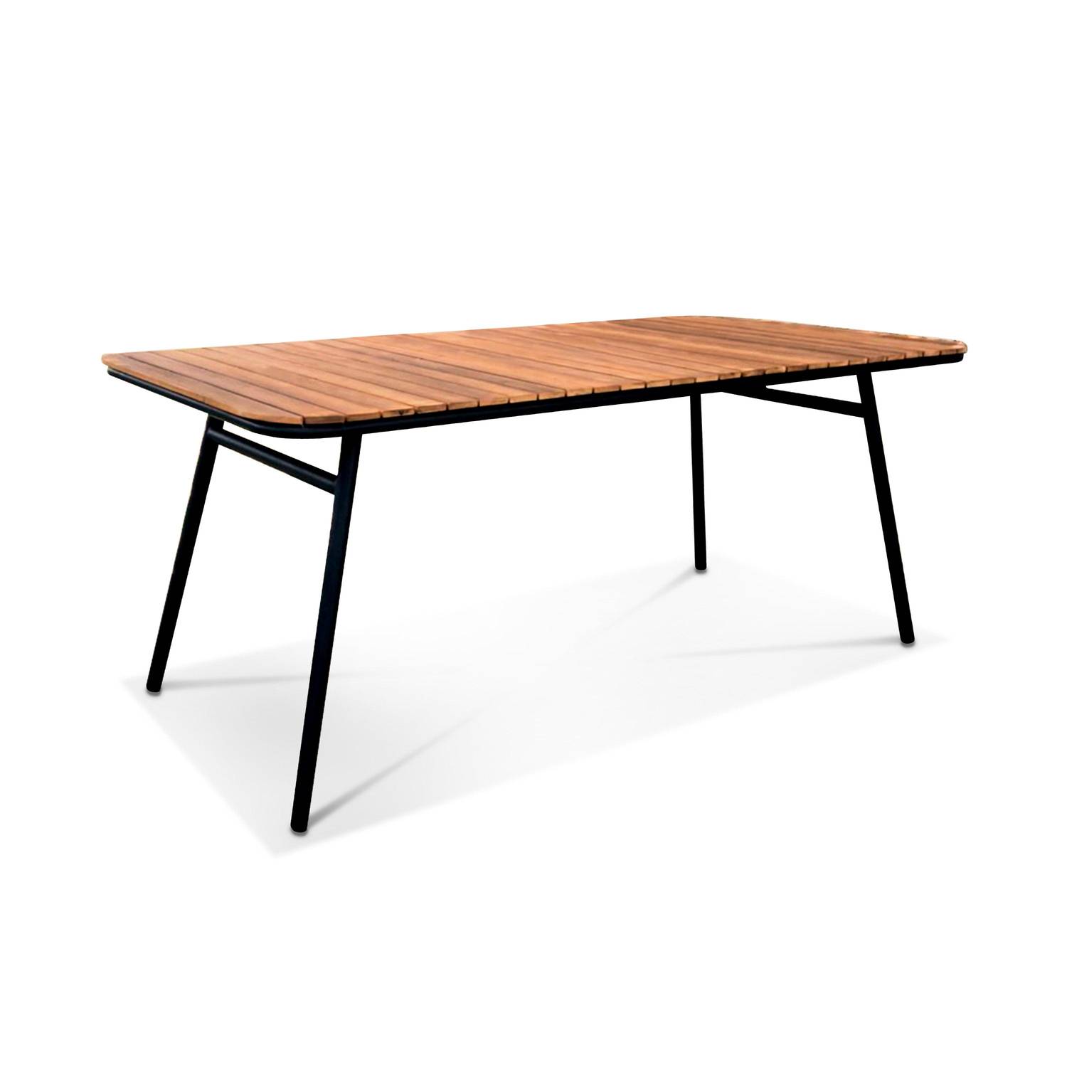 Gartenmöbel-Set aus Holz und Metall 180x90cm - Lima - Rechteckiger Tisch aus Akazie und Metall mit 4 Stühlen und 2 stapelbaren Sesseln Photo6