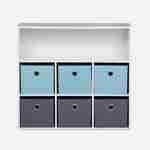 Opbergkast voor kinderen, wit, met 7 compartimenten en 6 grijze en blauwe manden Photo4