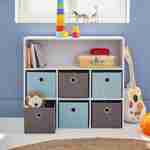 Móvel de arrumação para crianças, branco - Camille - com 7 compartimentos e 6 cestos em cinzento e azul Photo2