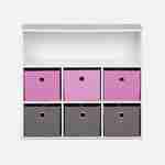 Opbergkast voor kinderen, wit, met 7 compartimenten en 6 grijze en roze manden Photo4