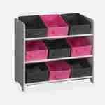 Mueble de almacenaje para niño, blanco - Camilo - con 3 estantes y 9 cestas grises y rosas Photo3