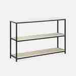 Low 3 shelf metal and wood effect bookcase, 120x30x80cm  - Loft - Black Photo3