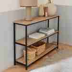 Estantería metal negro y tablero imitación madera - Loft - biblioteca 3 estantes, 120x30x80cm Photo1