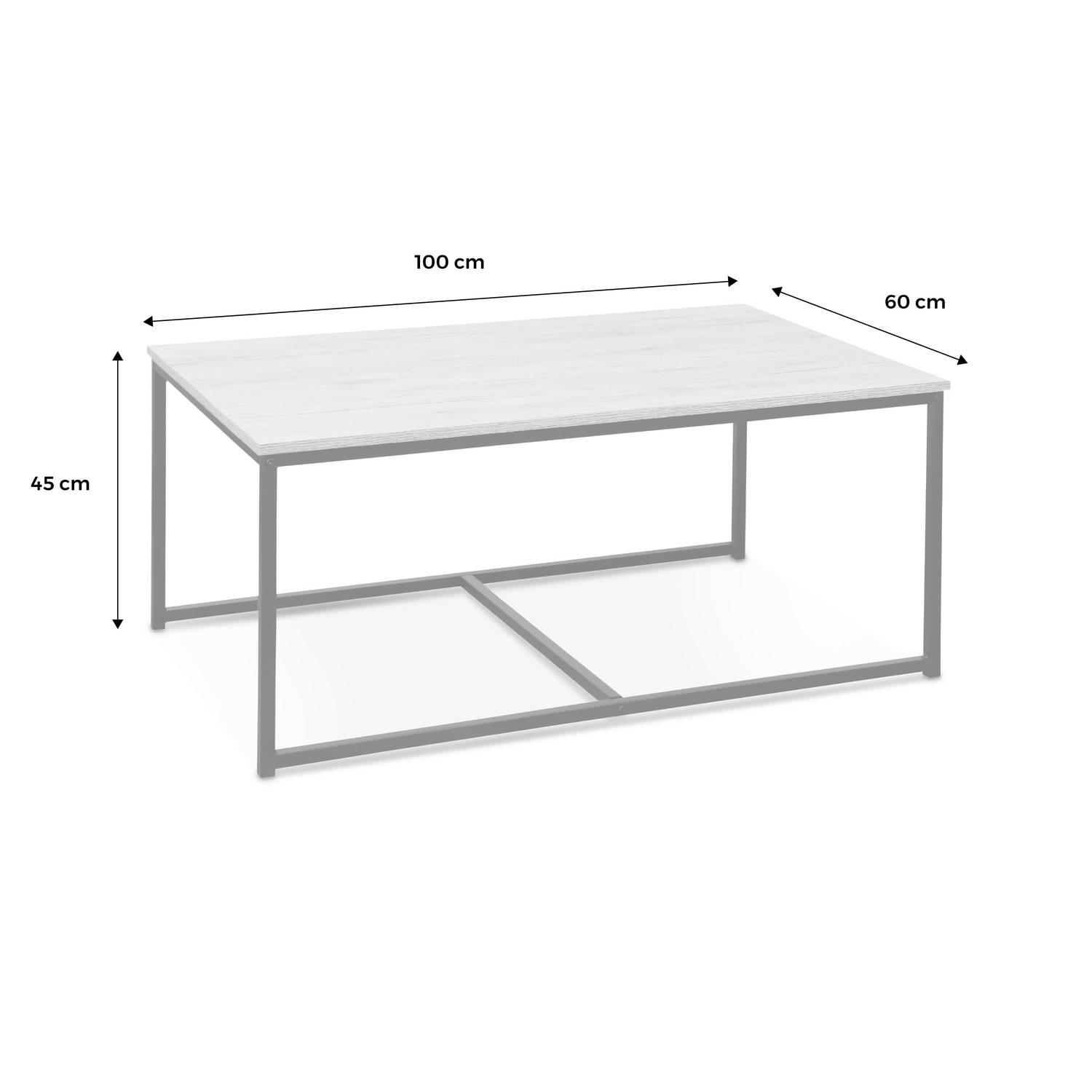 Set di 3 tavolini gigogne in metallo nero, arredamento in legno - Loft - da incasso, 1x100x45x60cm / 2x50x50x38cm Photo10