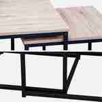 Juego de 3 mesas nido de metal negro, decoración de madera - Loft - empotrado, 1x100x60x45cm / 2x50x50x38cm Photo8