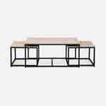 Lot de 3 tables gigognes métal noir, décor bois - Loft - encastrables, 1x100x45x60cm / 2x50x50x38cm Photo4
