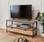 Industrial metal and wood effect TV stand with 2 drawers, 20x39x57cm - Black | sweeek