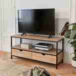 TV-meubel in houtlook en metaal 120x39x57cm, met 2 lades  Photo1