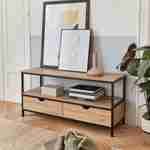 Meuble TV en décor bois et métal noir 120x39x57cm - Loft - avec 2 tiroirs  Photo3