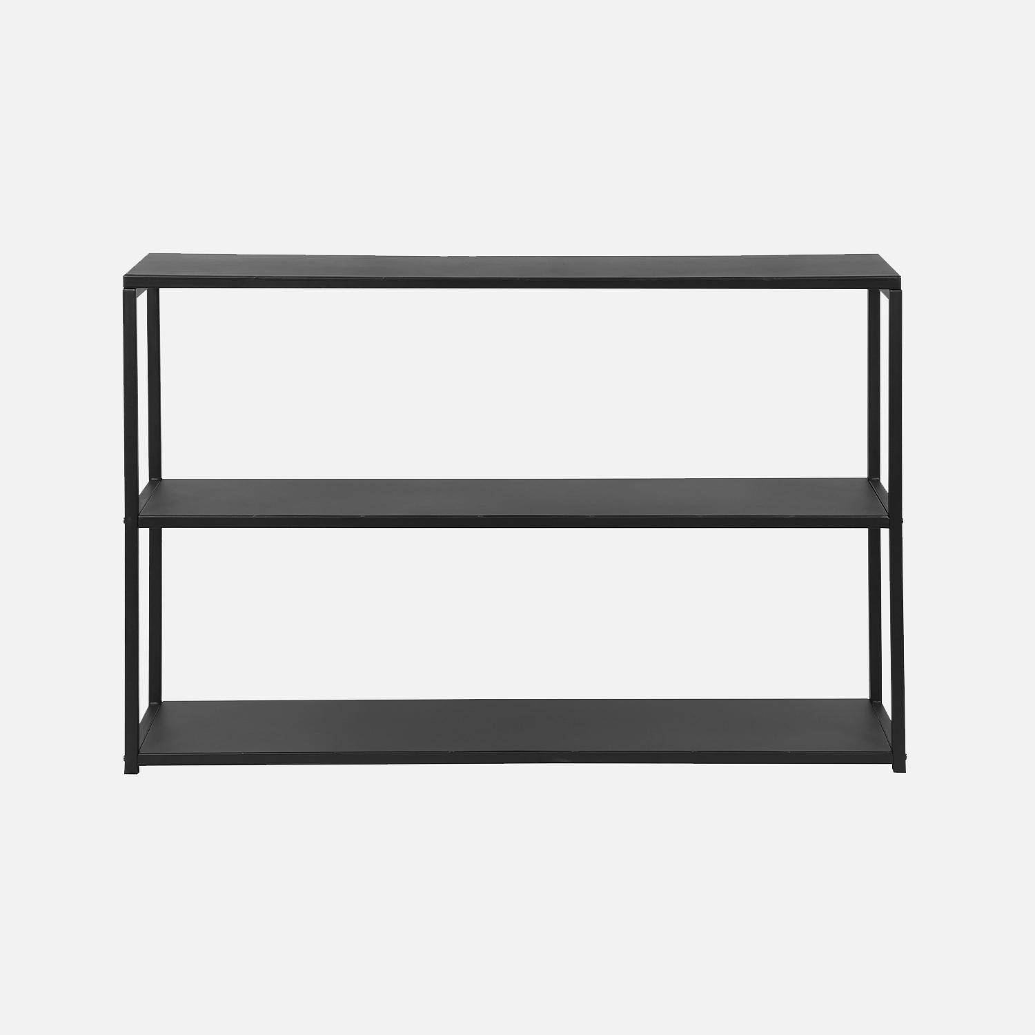 Libreria industriale in metallo nero, 120cm, Industrielle, Nero, 120x30x80 cm Photo4