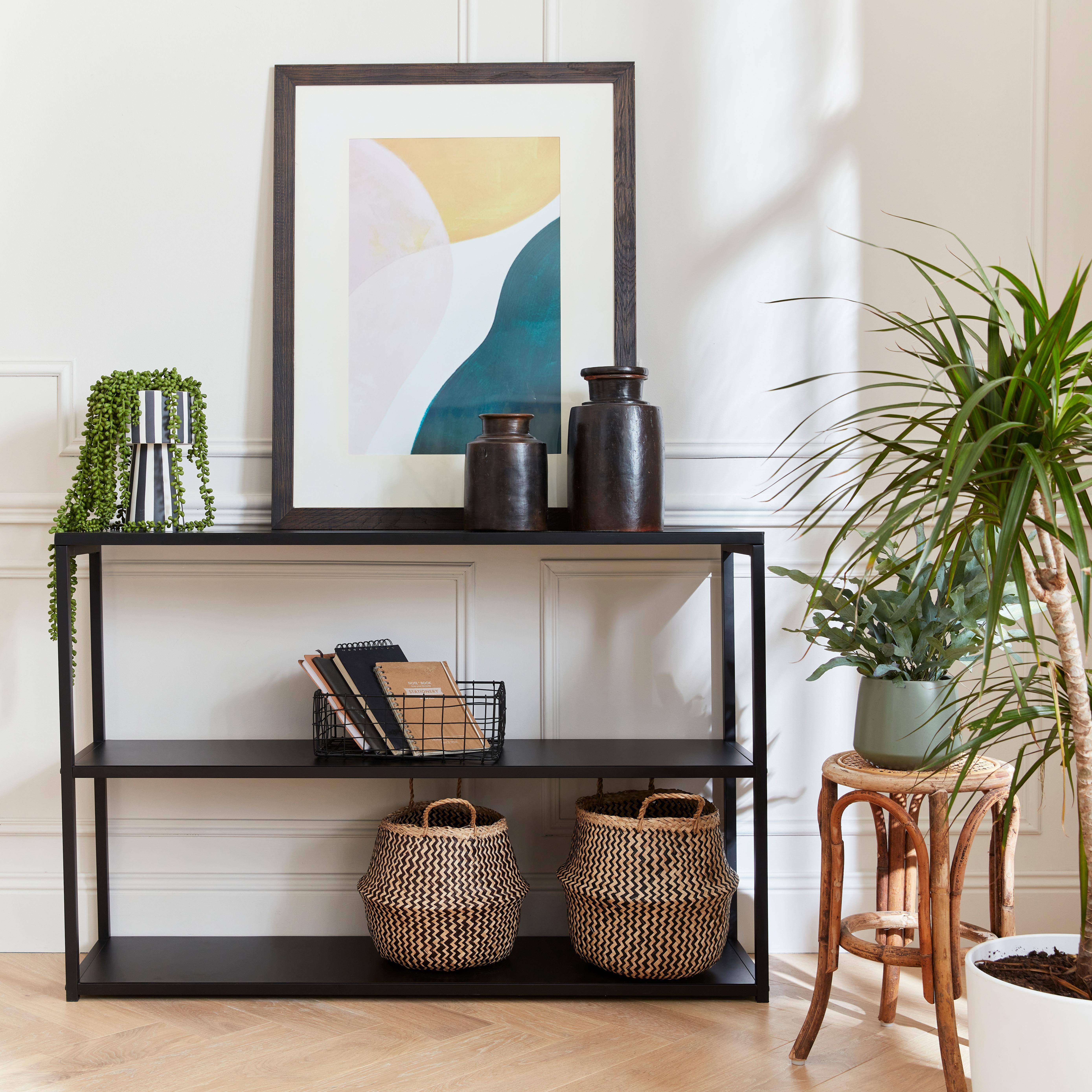 Libreria industriale in metallo nero, 120cm, Industrielle, Nero, 120x30x80 cm,sweeek,Photo2