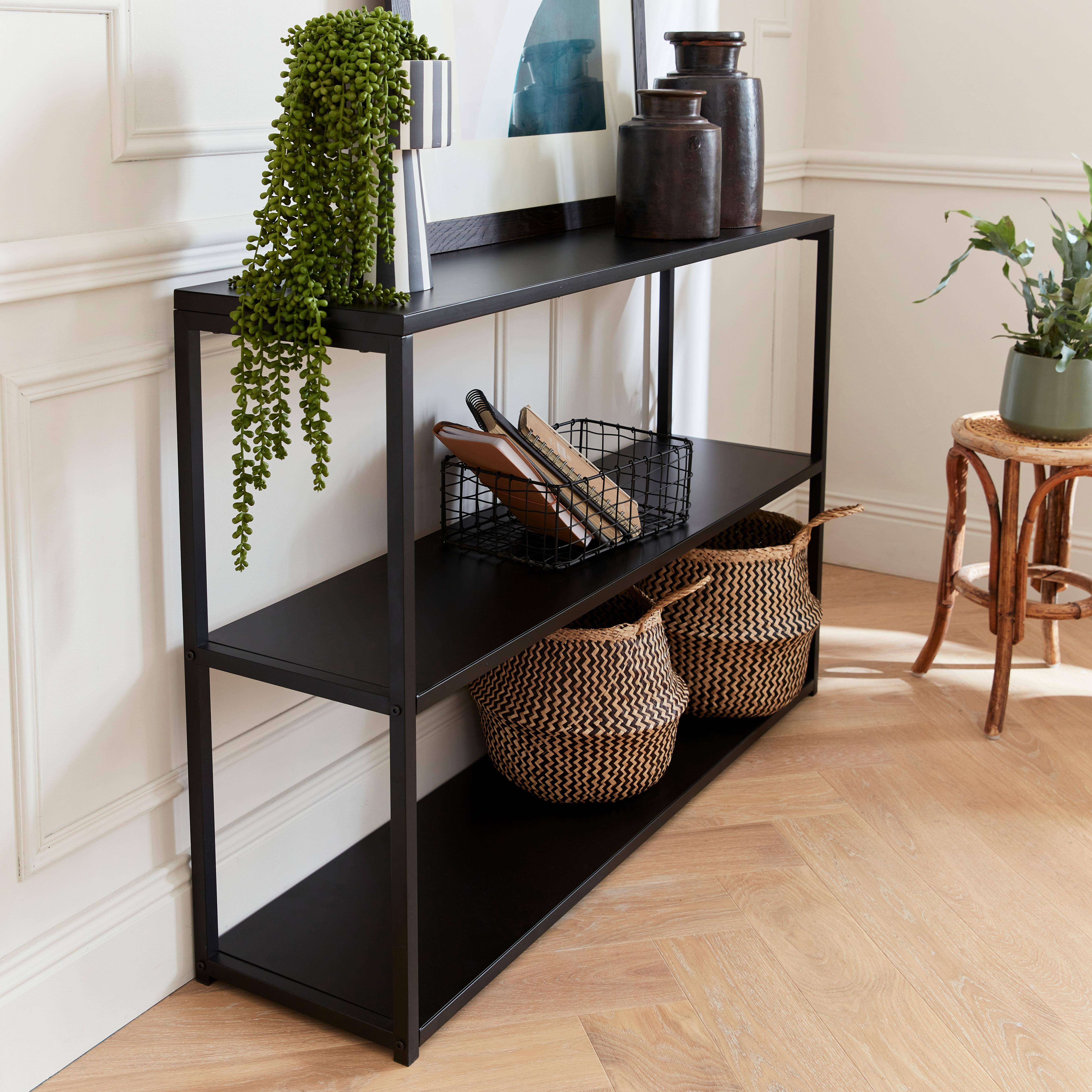 Libreria industriale in metallo nero, 120cm, Industrielle, Nero, 120x30x80 cm,sweeek,Photo1