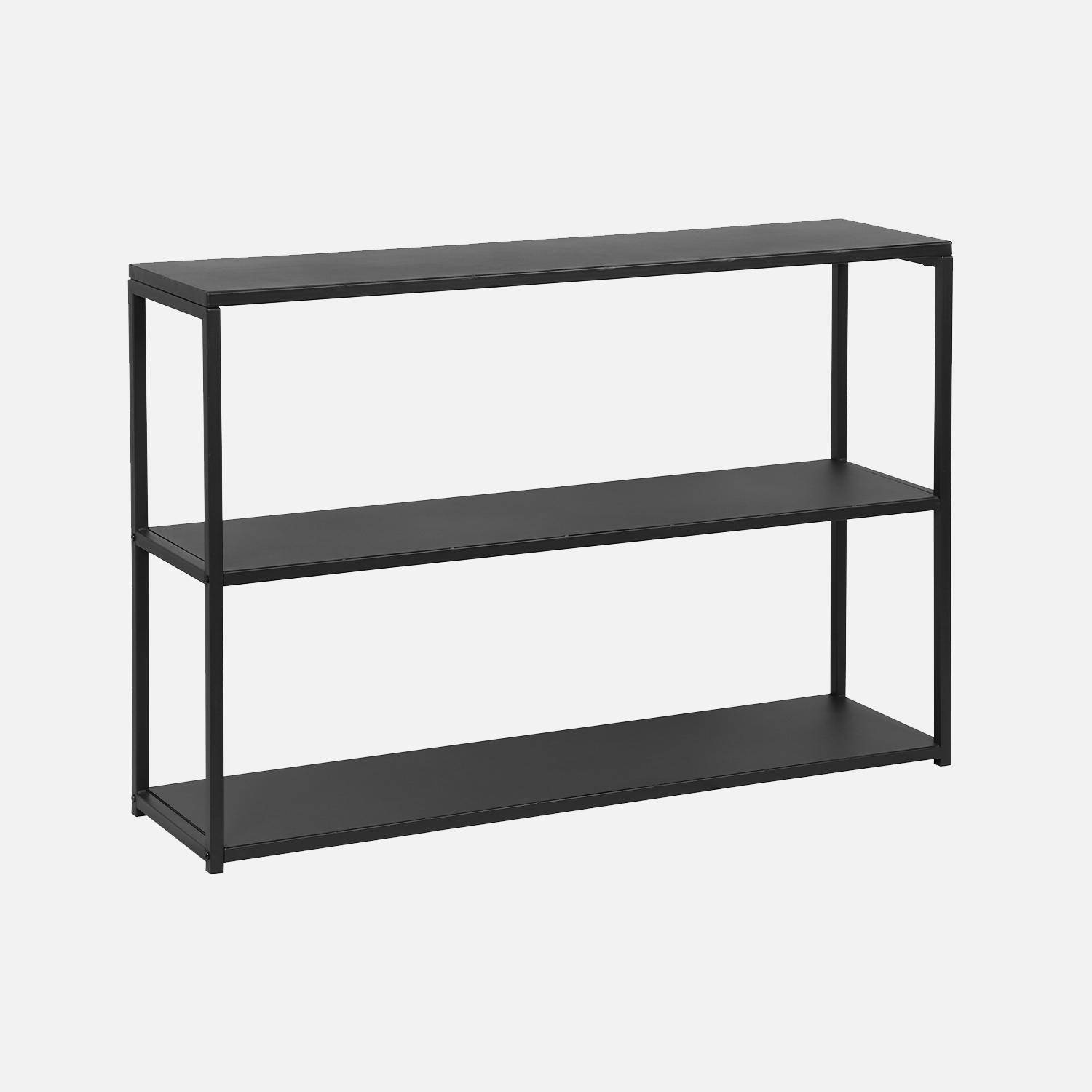 Libreria industriale in metallo nero, 120cm, Industrielle, Nero, 120x30x80 cm Photo3