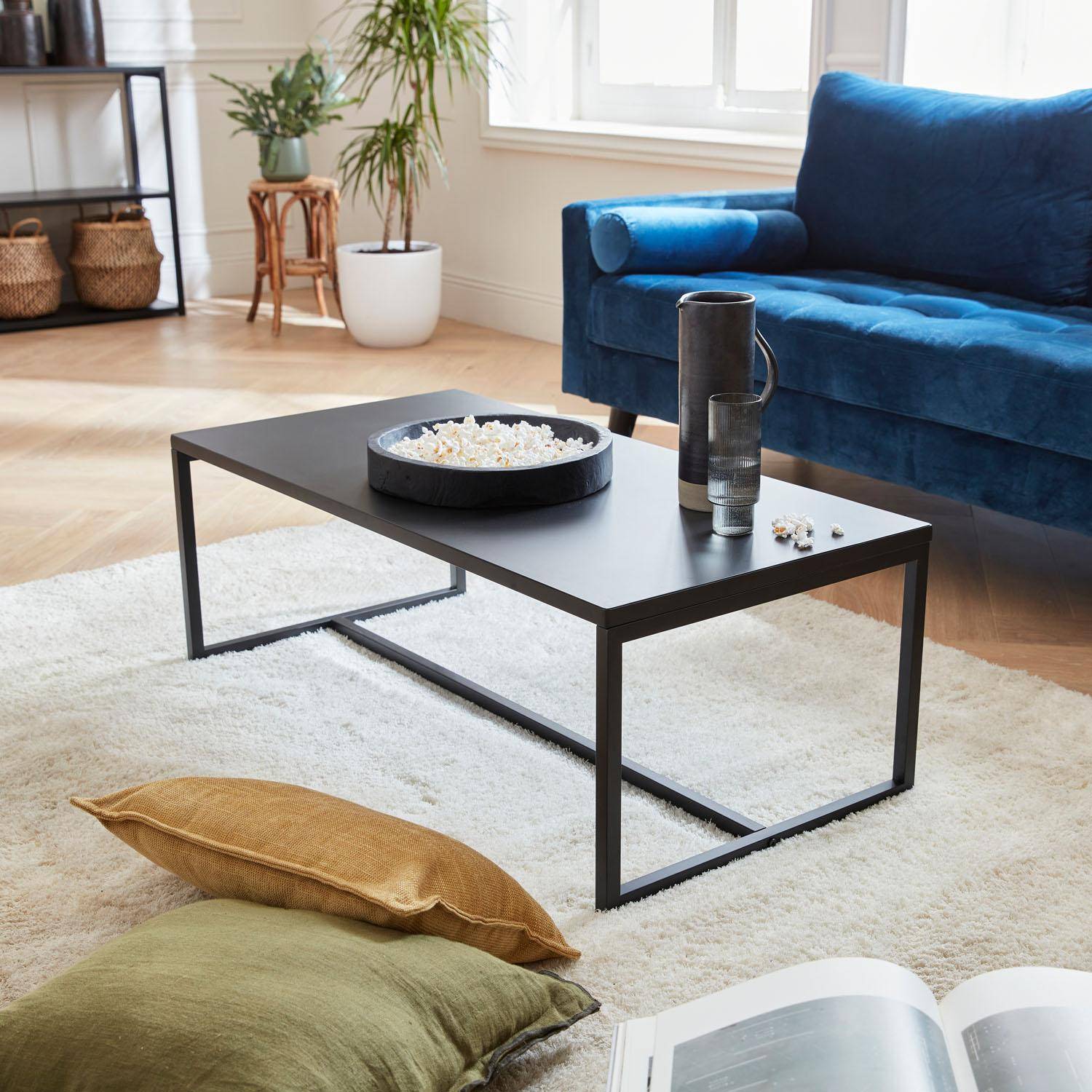 Black metal coffee table 100x50x36cm - Industrial - metal legs, design,sweeek,Photo1
