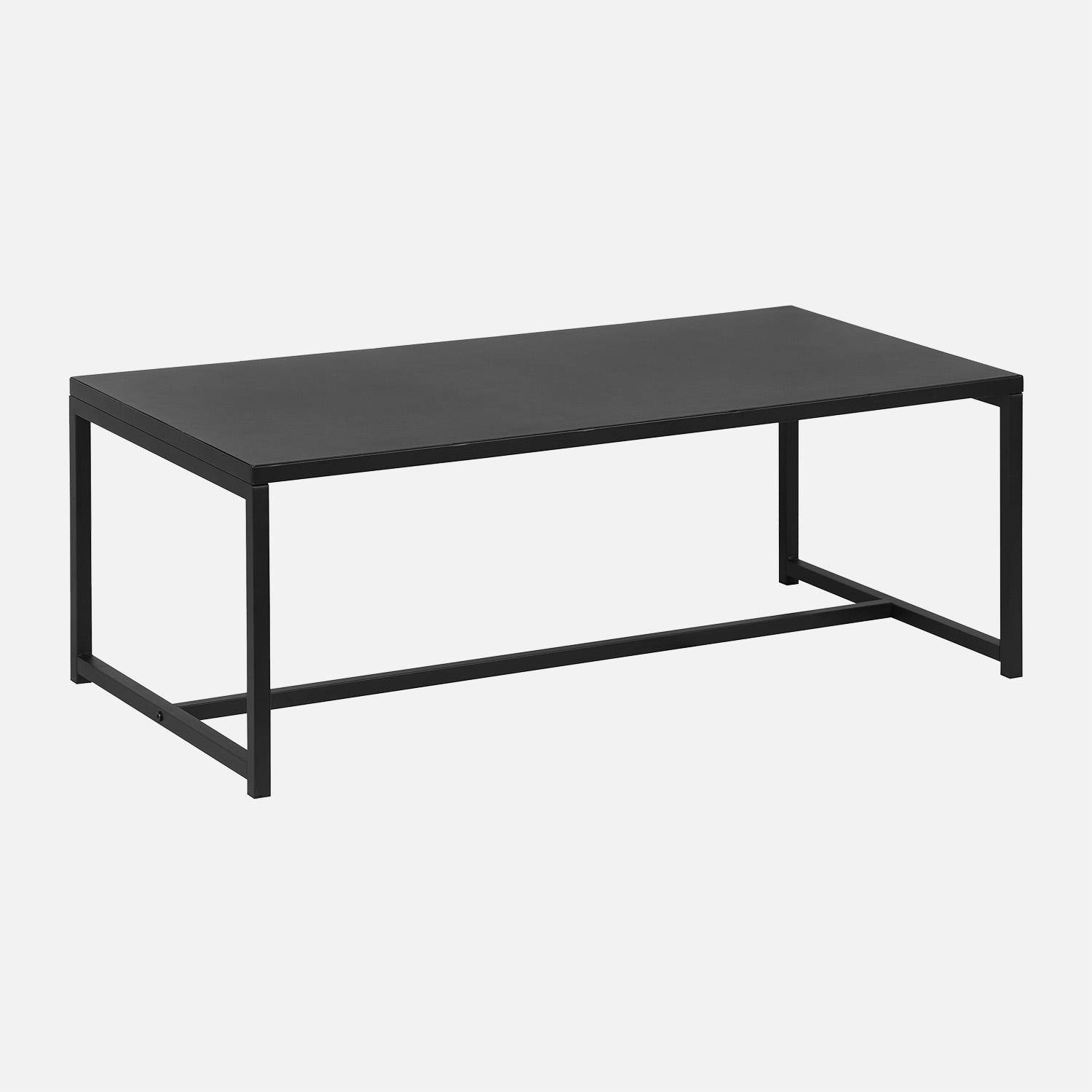 Couchtisch aus schwarzem Metall 100 x 50 x 36 cm Metallbeine, Design - Industrielle Photo1