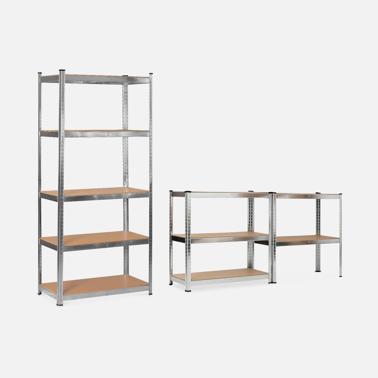 Set of 2 modular metal shelves for heavy loads - Modul - with 5 trays Photo2