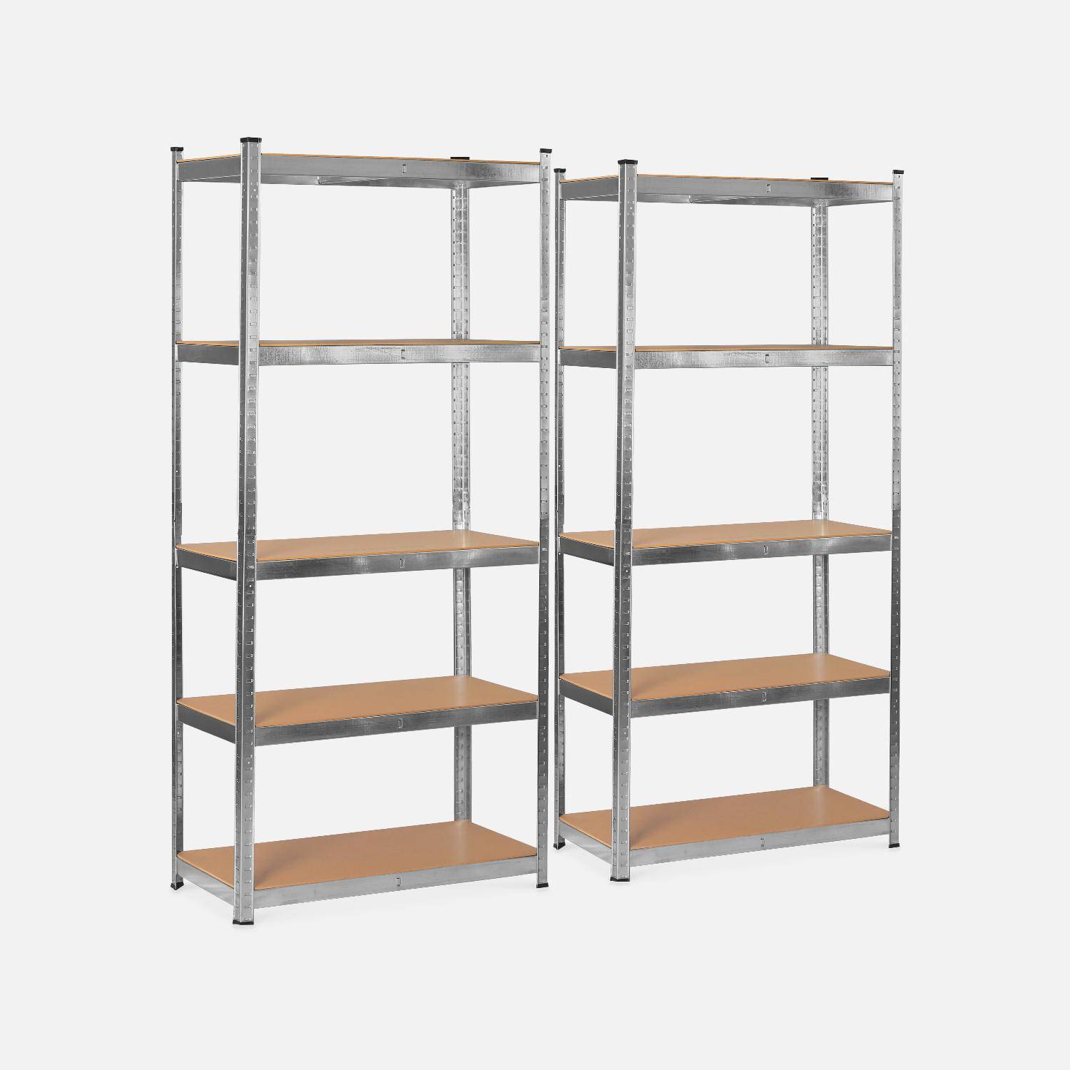 Conjunto de 2 estantes metálicos modulares para cargas pesadas - Modul - con 5 bandejas  Photo1