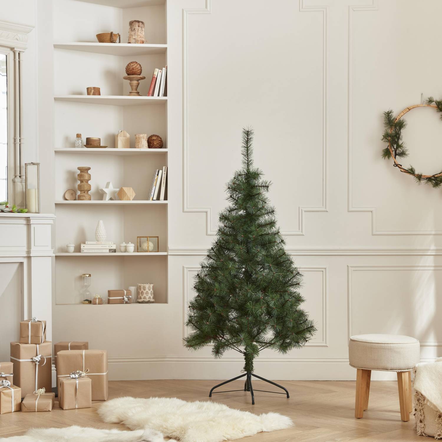 150 cm künstlicher Weihnachtsbaum - HINTON - dicht und buschig, Mix aus Nadeln, wahrheitsgetreues Aussehen, inklusive Ständer Photo1
