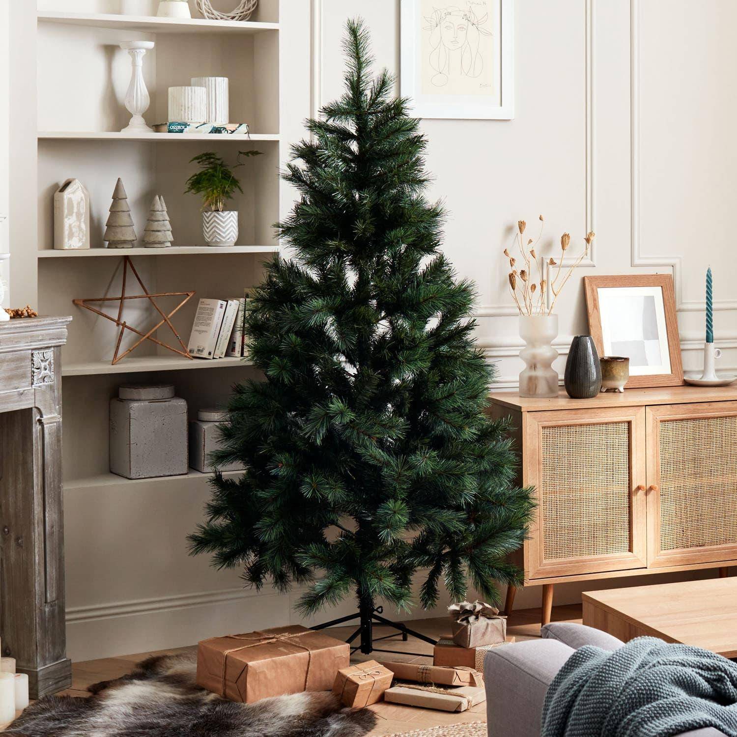 180 cm künstlicher Weihnachtsbaum - HINTON - dicht und buschig, Mix aus Nadeln, wahrheitsgetreues Aussehen, inklusive Ständer Photo1