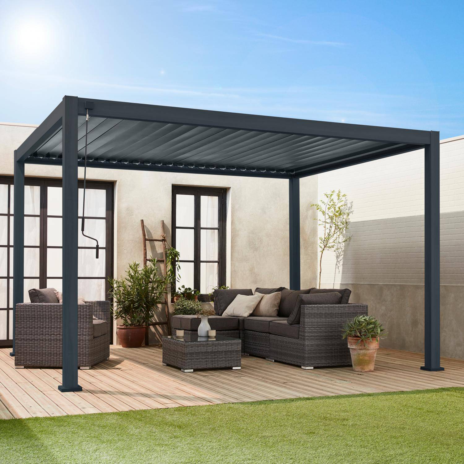 Pergola Bioclimatique gris anthracite – Triomphe – 3x4m, aluminium, à lames orientables  Photo3