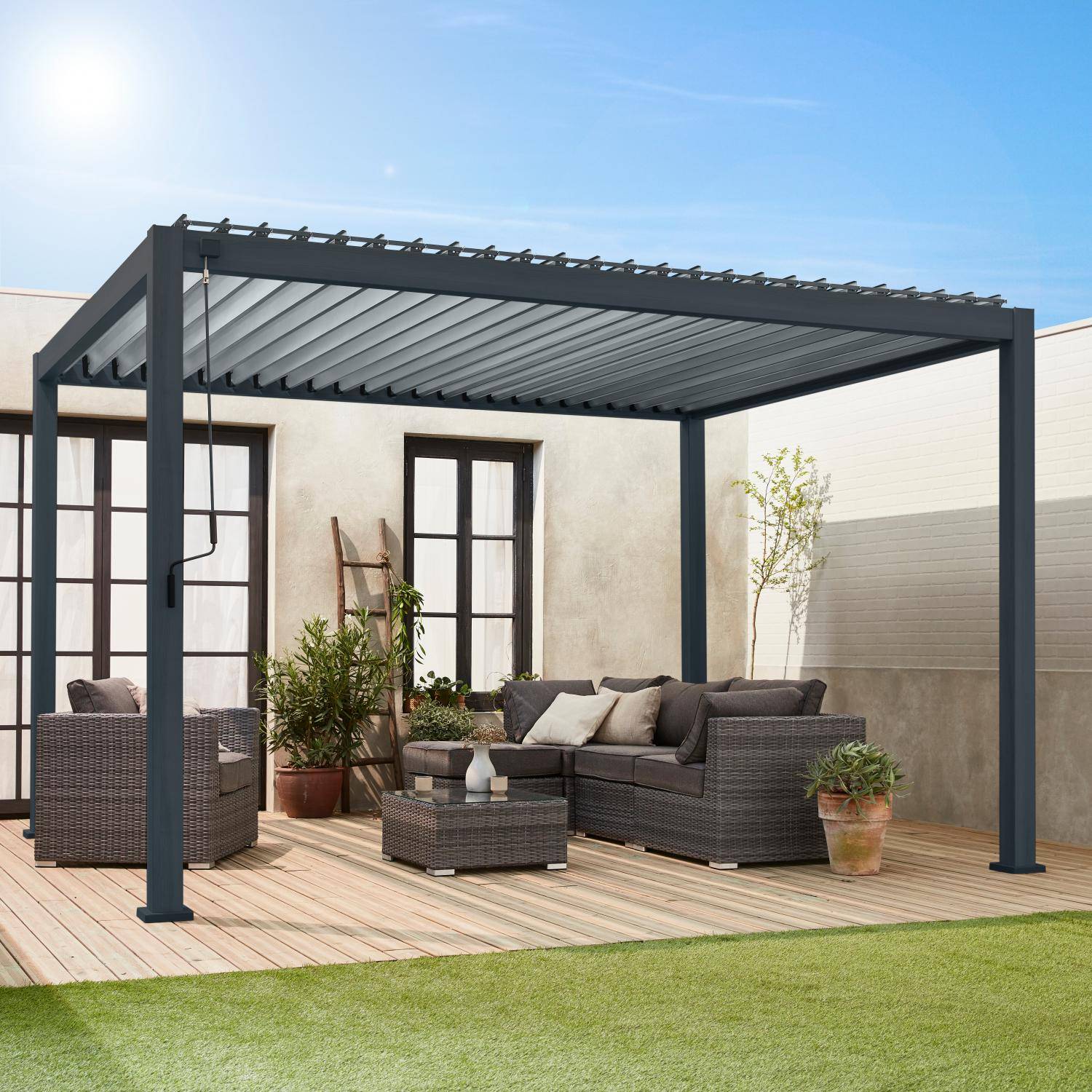 Pergola Bioclimatique gris anthracite – Triomphe – 3x4m, aluminium, à lames orientables  Photo2