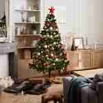 Künstlicher Weihnachtsbaum mit Dekorationsset - Ottawa 210cm - Grün mit Dekoration in Rot, Silber und Weiß Photo1