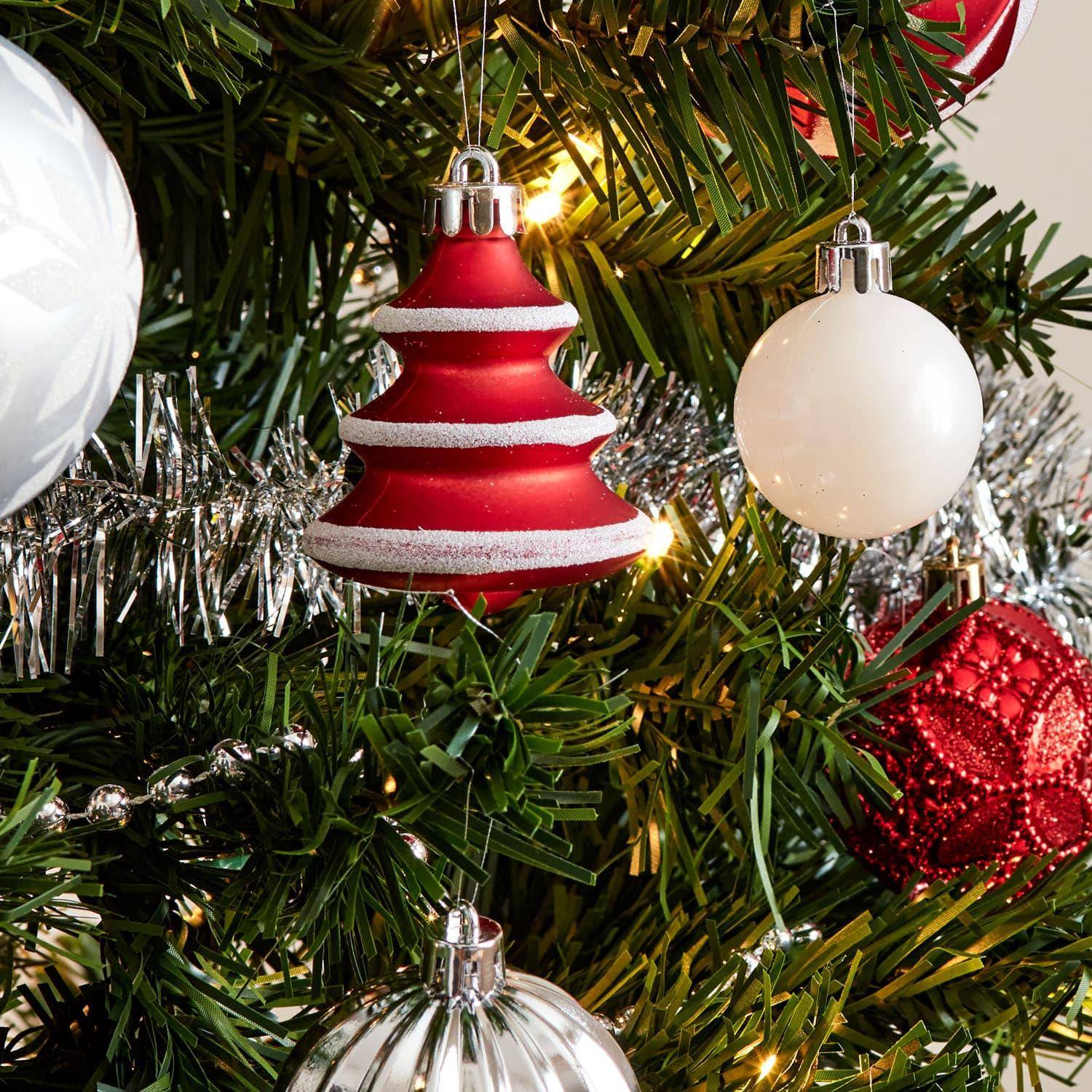 Künstlicher Weihnachtsbaum mit Dekorationsset - Ottawa 210cm - Grün mit Dekoration in Rot, Silber und Weiß Photo3