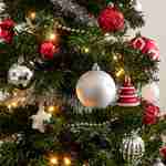 Árvore de Natal artificial com kit de decoração - Ottawa 210cm - verde com decorações vermelhas, prateadas e brancas Photo4