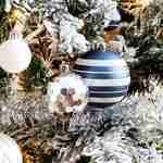 Árvore de Natal artificial coberta de neve com kit de decoração - Montreal 180cm - branca com decorações azuis, prateadas e brancas Photo4