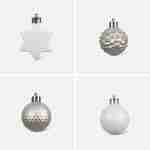 Künstlicher Weihnachtsbaum mit Schneeimitation und Dekorationsset - Montreal 210cm - Weiß mit Dekorationsset in Blau, Silber und Weiß Photo11