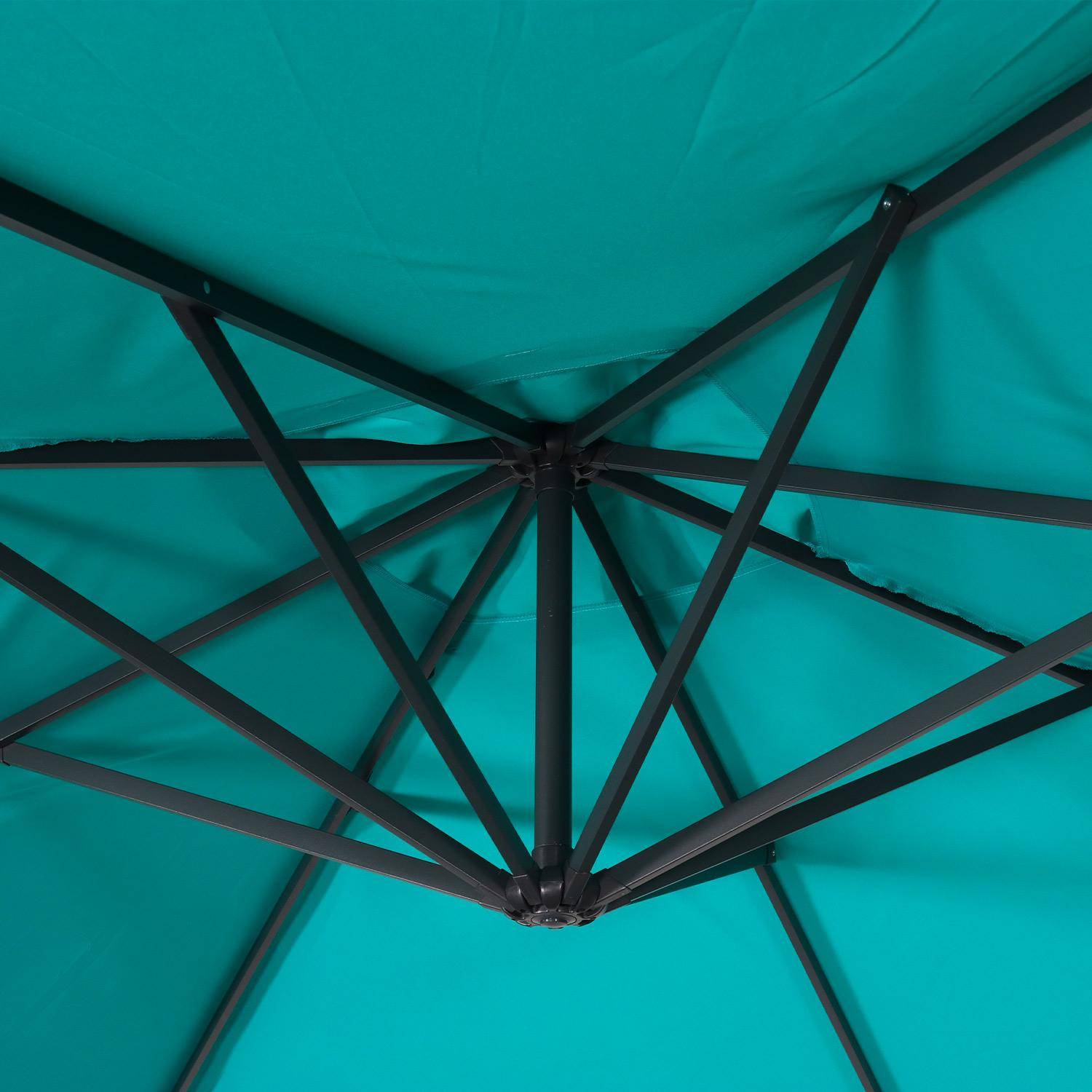 Parasol déporté rond Ø300cm  - Hardelot - Turquoise - Manivelle anti-retour | Toile déperlante | Facile à utiliser Photo5