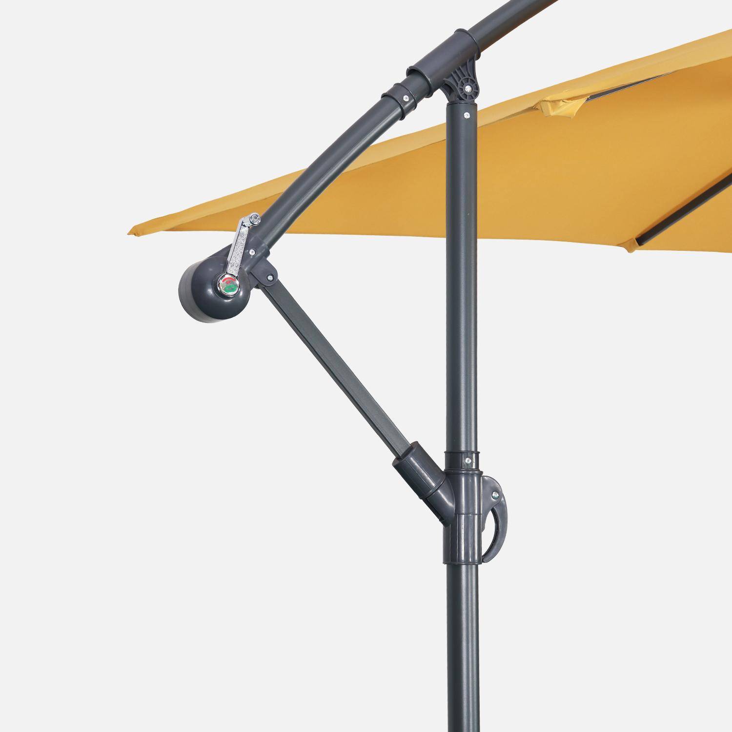 Parasol déporté carré 3x3m - Hardelot 3x3m - Moutarde - Manivelle anti-retour | Toile déperlante | Facile à utiliser Photo5