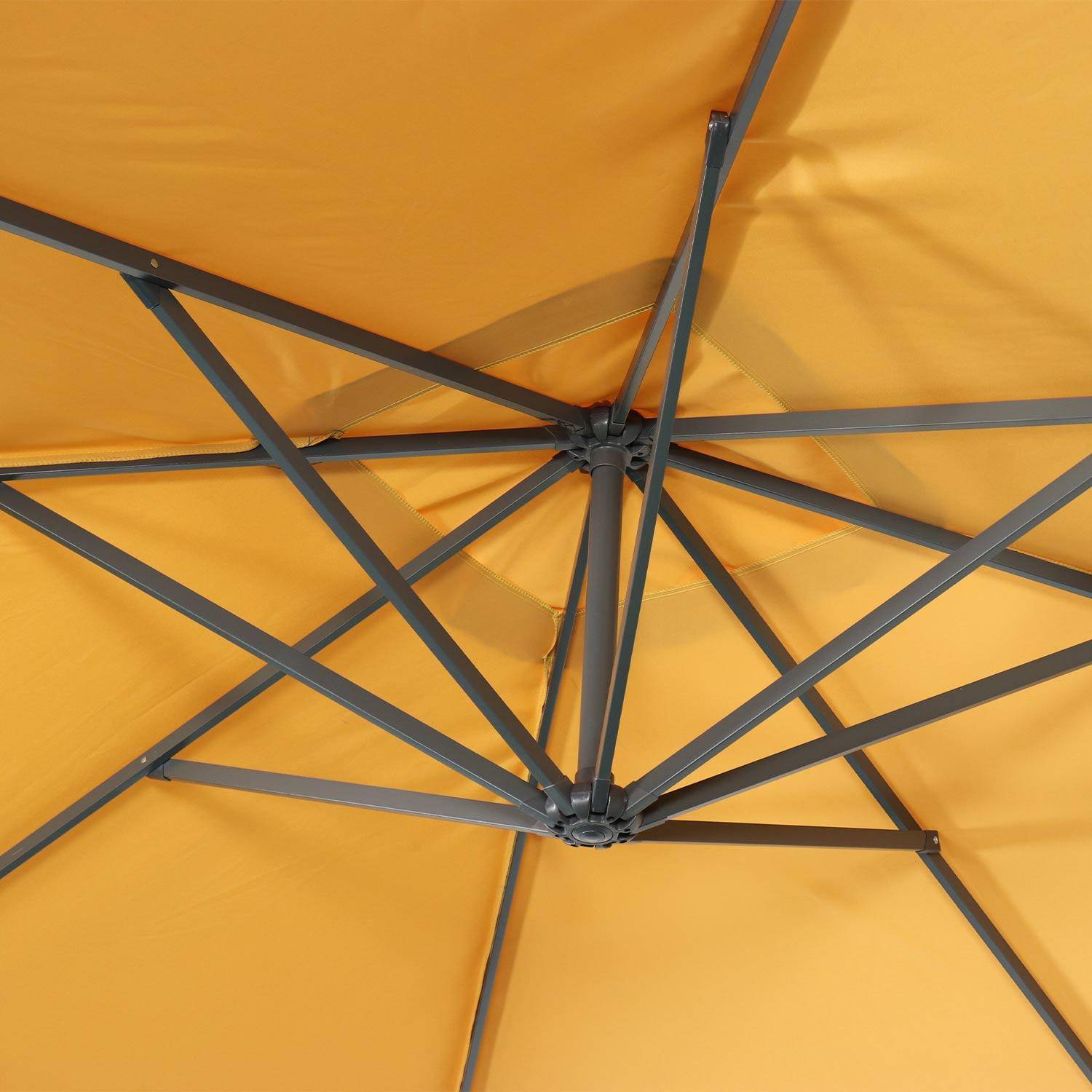 Parasol déporté carré 3x3m - Hardelot 3x3m - Moutarde - Manivelle anti-retour | Toile déperlante | Facile à utiliser Photo6