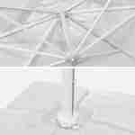 Parasol déporté carré 3 x 3m haut de gamme - Falgos - Blanc - Parasol excentré inclinable, rabattable et rotatif à 360°. Photo7