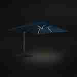 Parasol déporté solaire LED rectangulaire 3 x 4 m haut de gamme - Luce Bleu canard - Parasol excentré inclinable, rabattable et rotatif à 360°, chargeur solaire Photo4