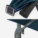 Parasol déporté solaire LED rectangulaire 3 x 4 m haut de gamme - Luce Bleu canard - Parasol excentré inclinable, rabattable et rotatif à 360°, chargeur solaire Photo6