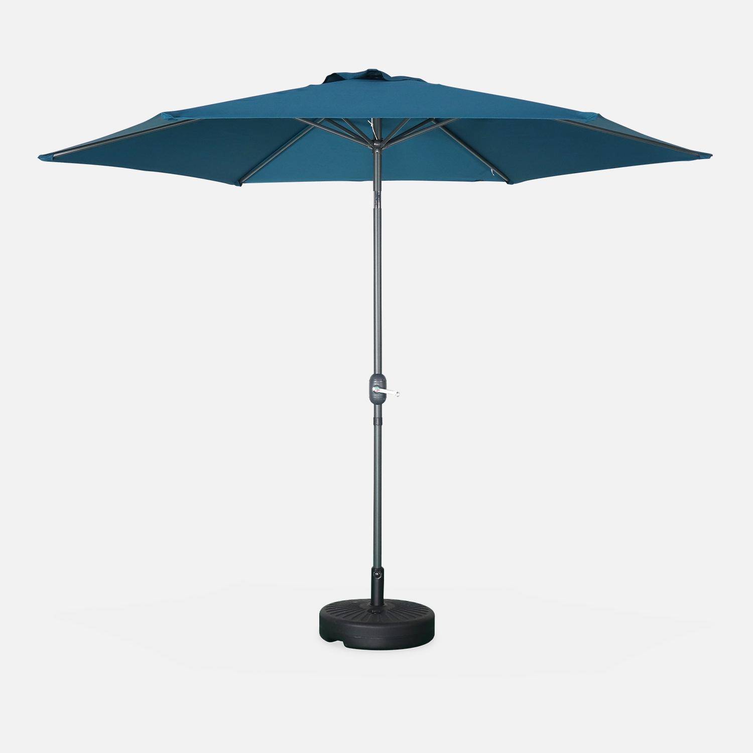 Paraguas redondo recto Ø300cm - Touquet Bleu canard - mástil central de aluminio con asa de apertura Photo3