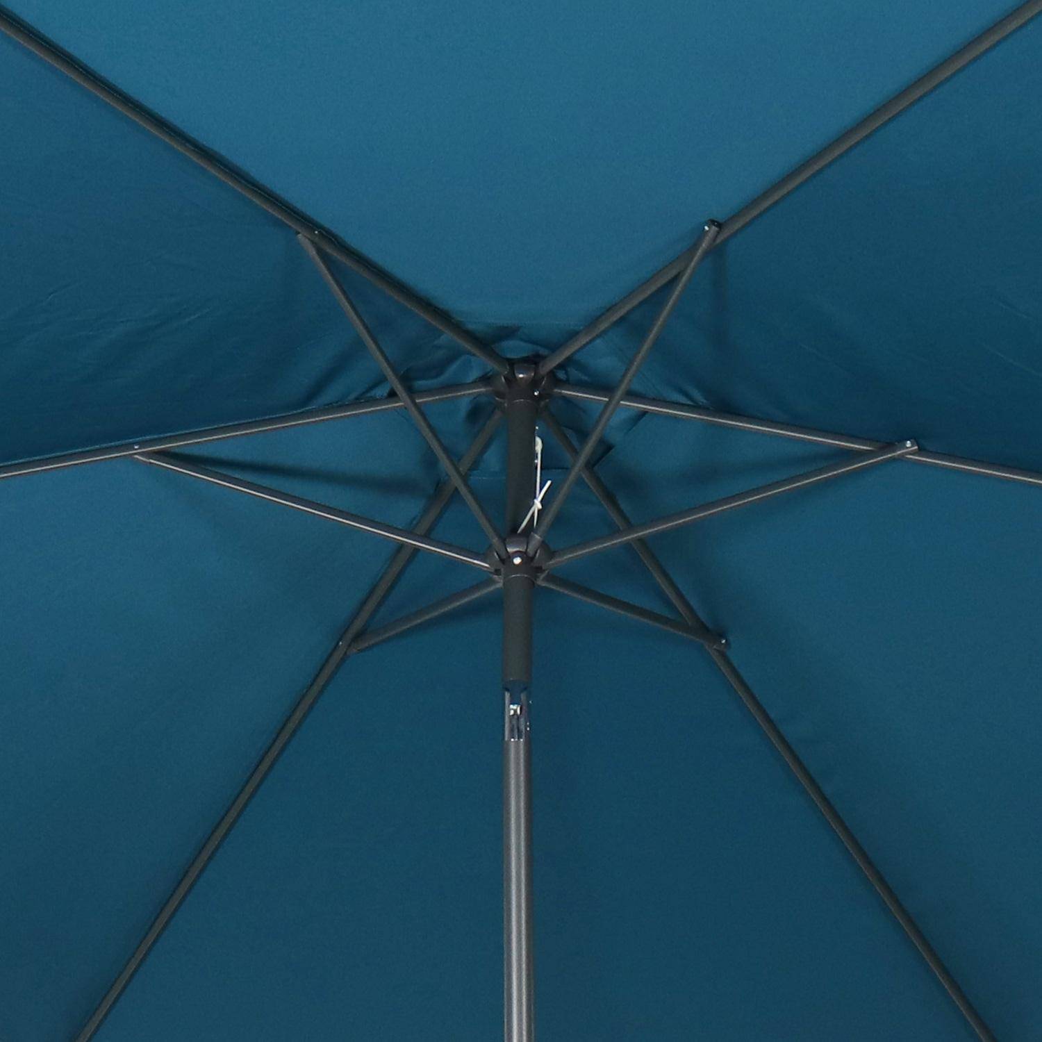 Paraguas redondo recto Ø300cm - Touquet Bleu canard - mástil central de aluminio con asa de apertura,sweeek,Photo7