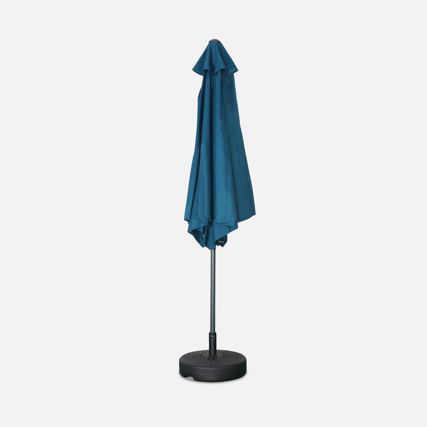Paraguas redondo recto Ø300cm - Touquet Bleu canard - mástil central de aluminio con asa de apertura Photo5