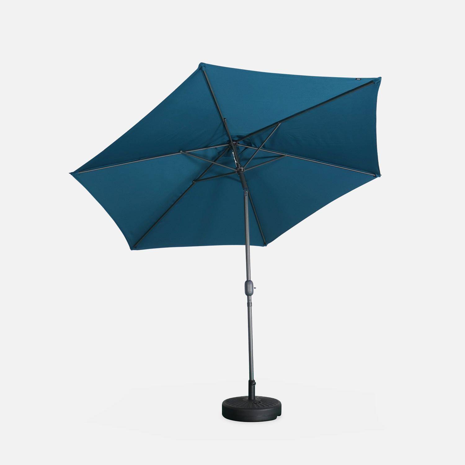 Paraguas redondo recto Ø300cm - Touquet Bleu canard - mástil central de aluminio con asa de apertura Photo4
