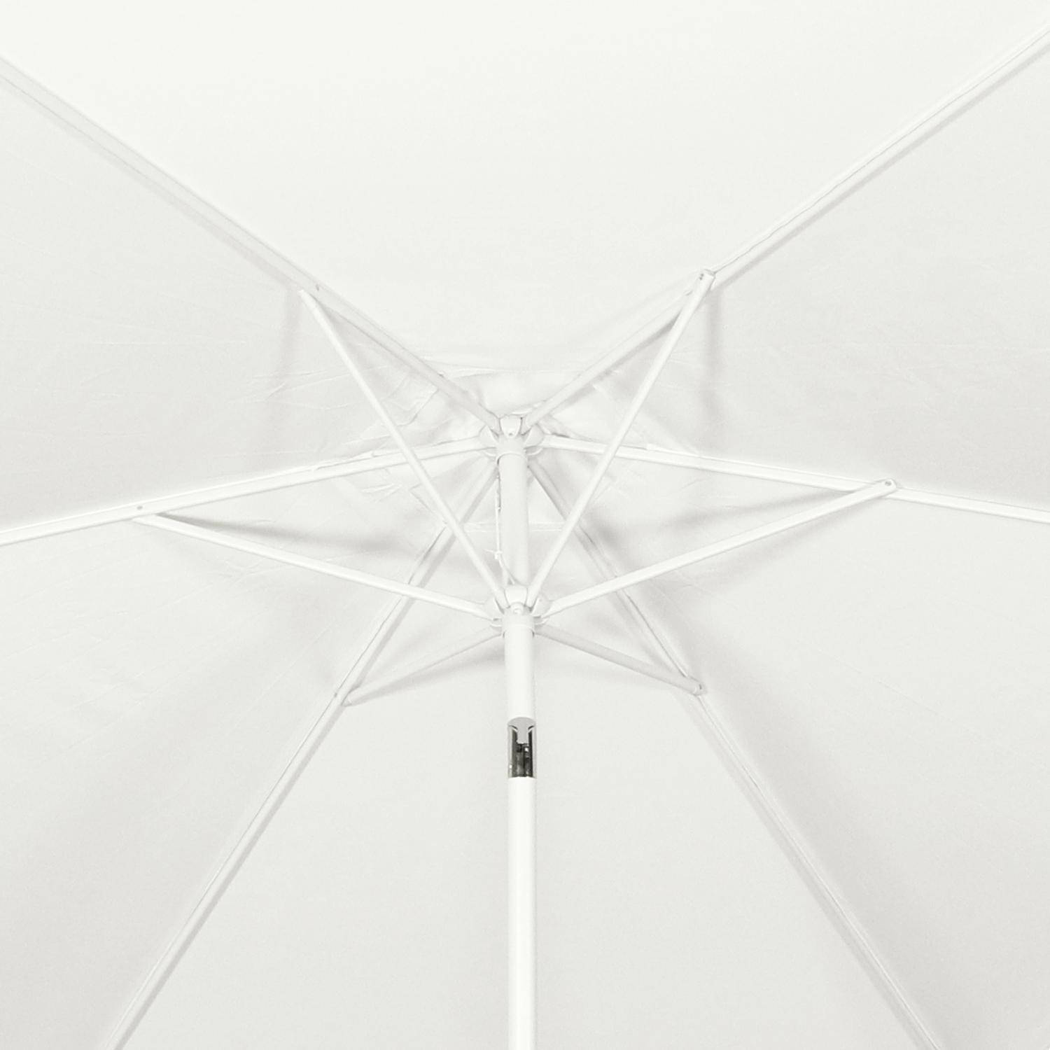 Parasol droit rond Ø300cm - Touquet Ecru - mât central en aluminium orientable et manivelle d'ouverture Photo5