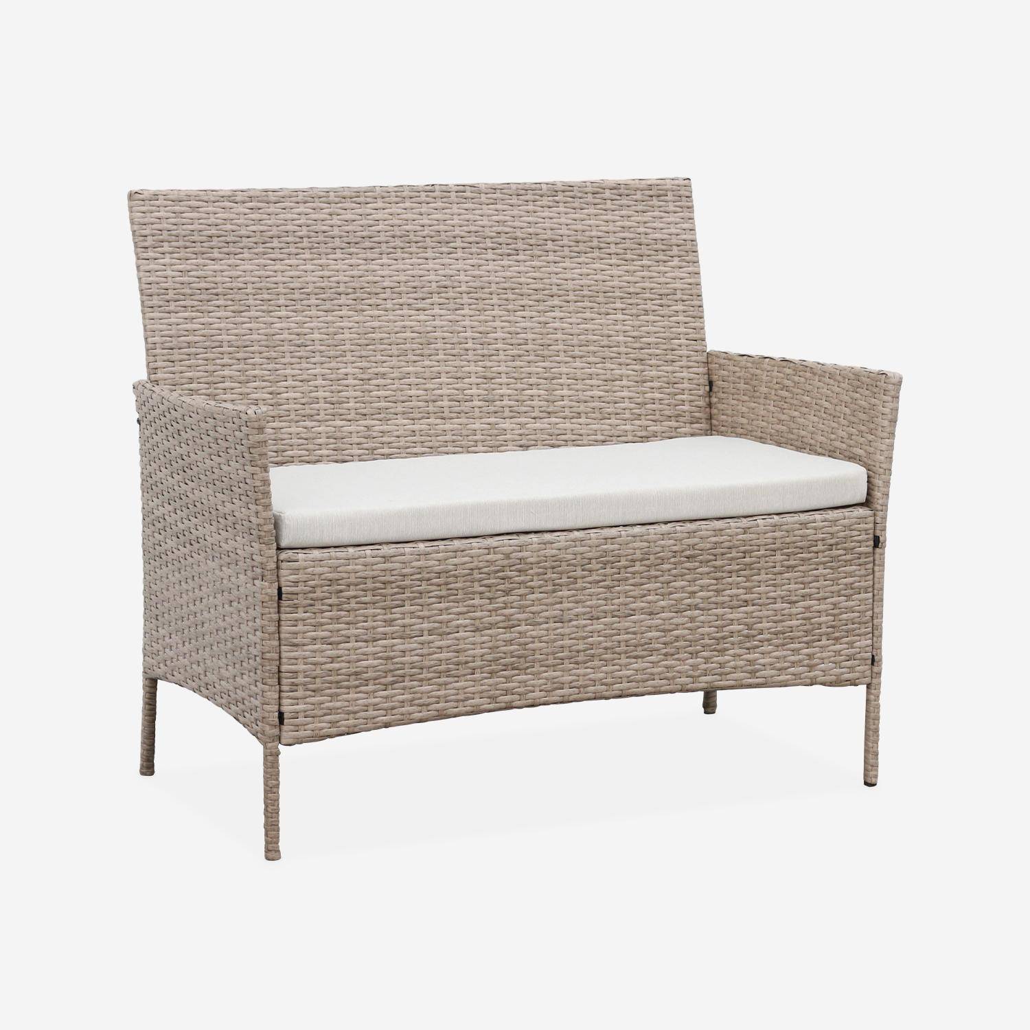 Tuinset Moltès - 4 plaatsen - wicker - 2 fauteuils, 1 sofa en een salontafel, naturel/beige,sweeek,Photo4