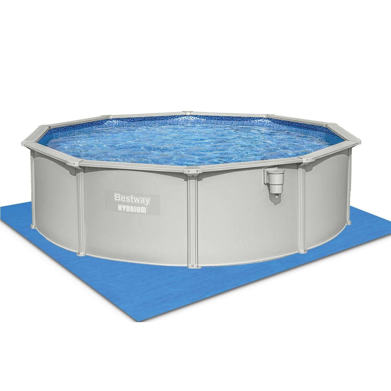 Pool aus Stahl zum Aufstellen Hydrium Torrens, rund Ø460 cm, grau mit Sandfilter, Bodenmatte, Abdeckung und Leiter Photo3