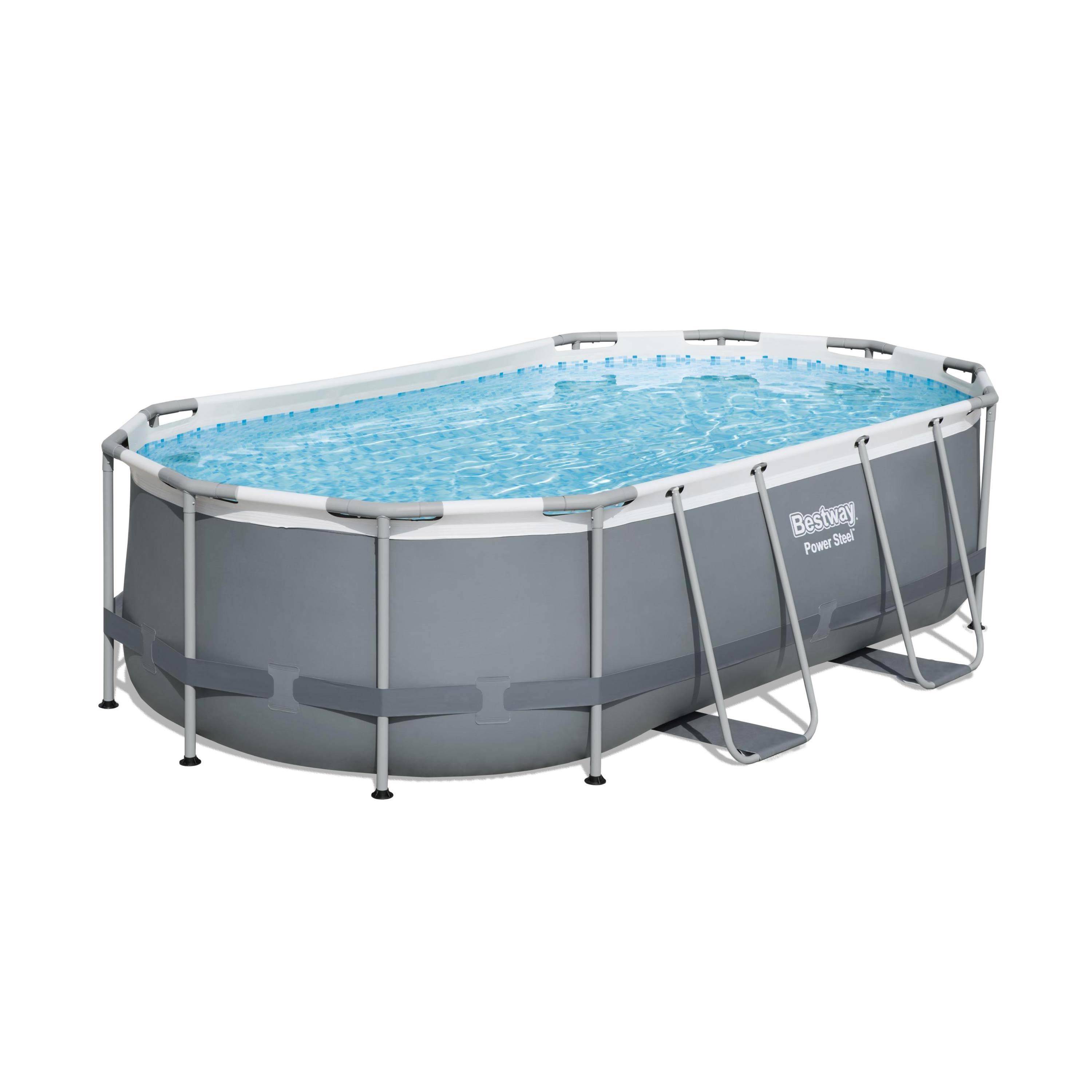 Compleet BESTWAY zwembad – Spinelle grijs – Ovaal frame zwembad 4x2 m, inclusief filterpomp, 3-trapsladder en vlotter,sweeek,Photo2
