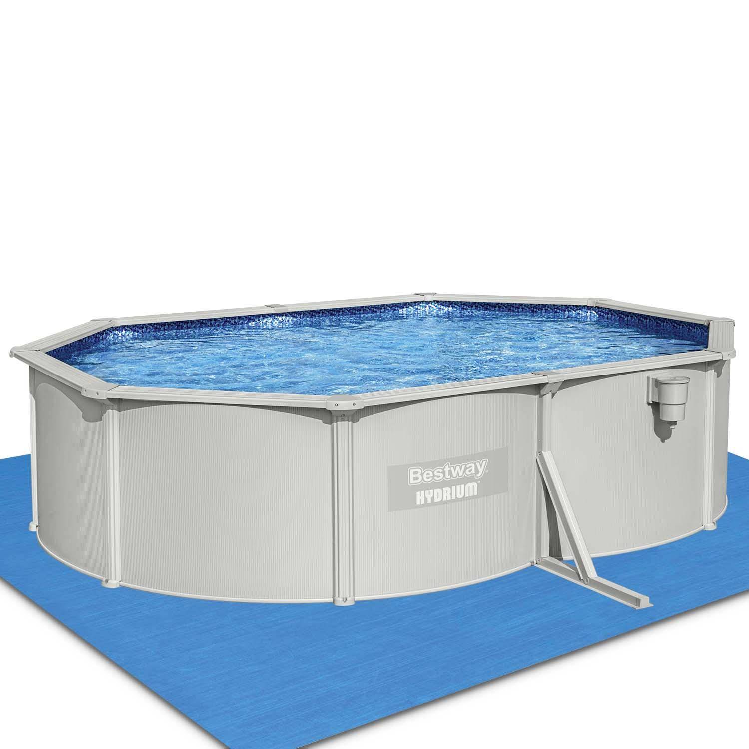 Pool aus Stahl zum Aufstellen Hydrium Torrens, oval 5x4m, grau mit Sandfilter, Bodenmatte, Abdeckung und Leiter ,sweeek,Photo3