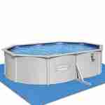 Stalen opzetzwembad hydrium TORRENS, ovaal 5x4m wit met zandfilter, vloermat, afdekking en ladder  Photo3