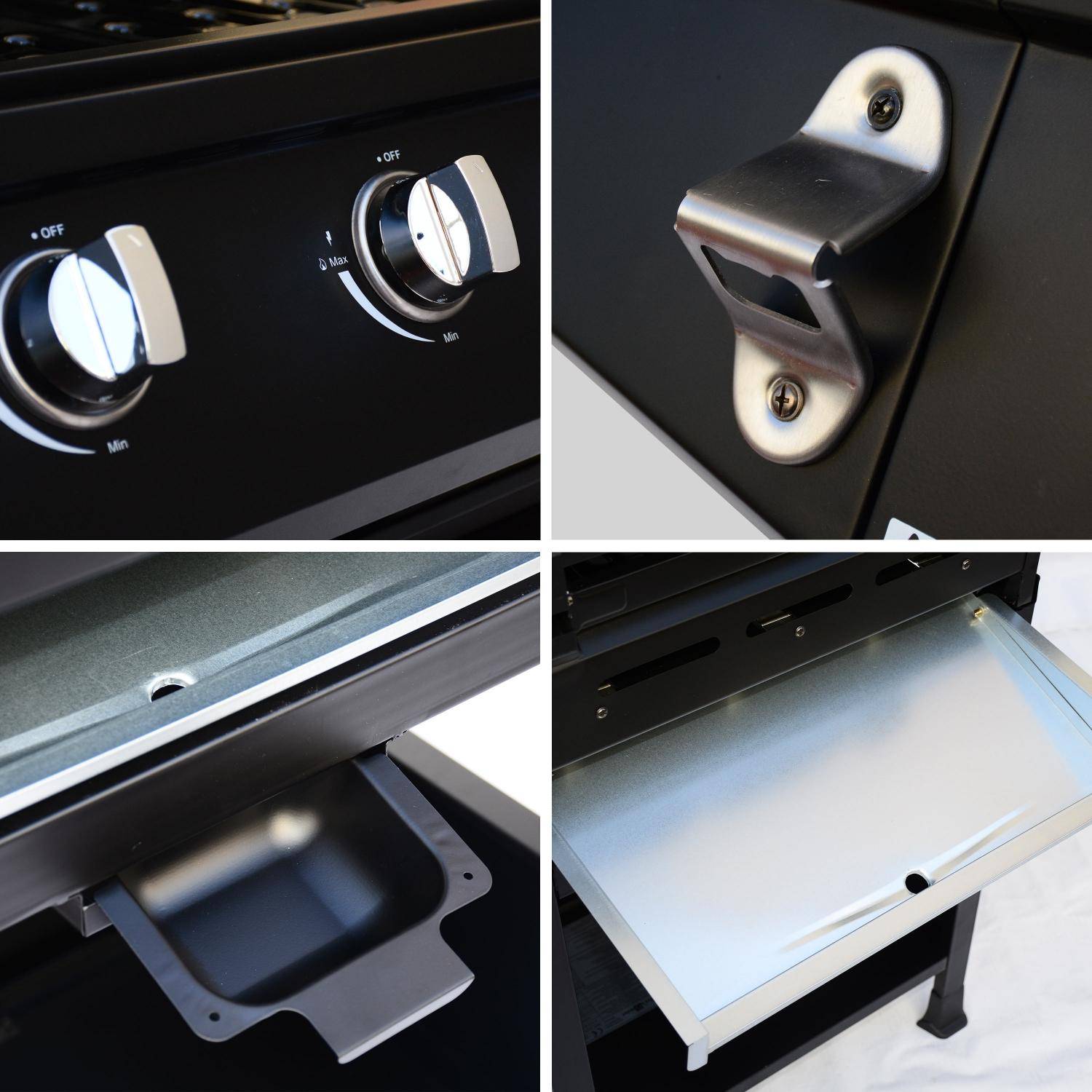 Barbecue a gás de 3 queimadores com 1 queimador lateral, Treville Espreguiçadeira, Preto, 117.2x43.5x103 cm,sweeek,Photo13