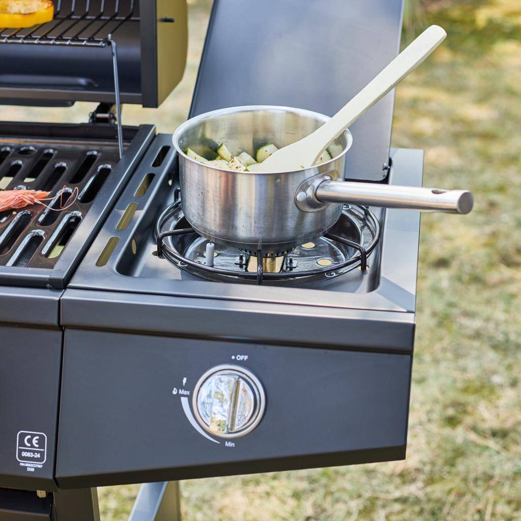 Barbecue a gás de 3 queimadores com 1 queimador lateral, Treville Espreguiçadeira, Preto, 117.2x43.5x103 cm,sweeek,Photo9