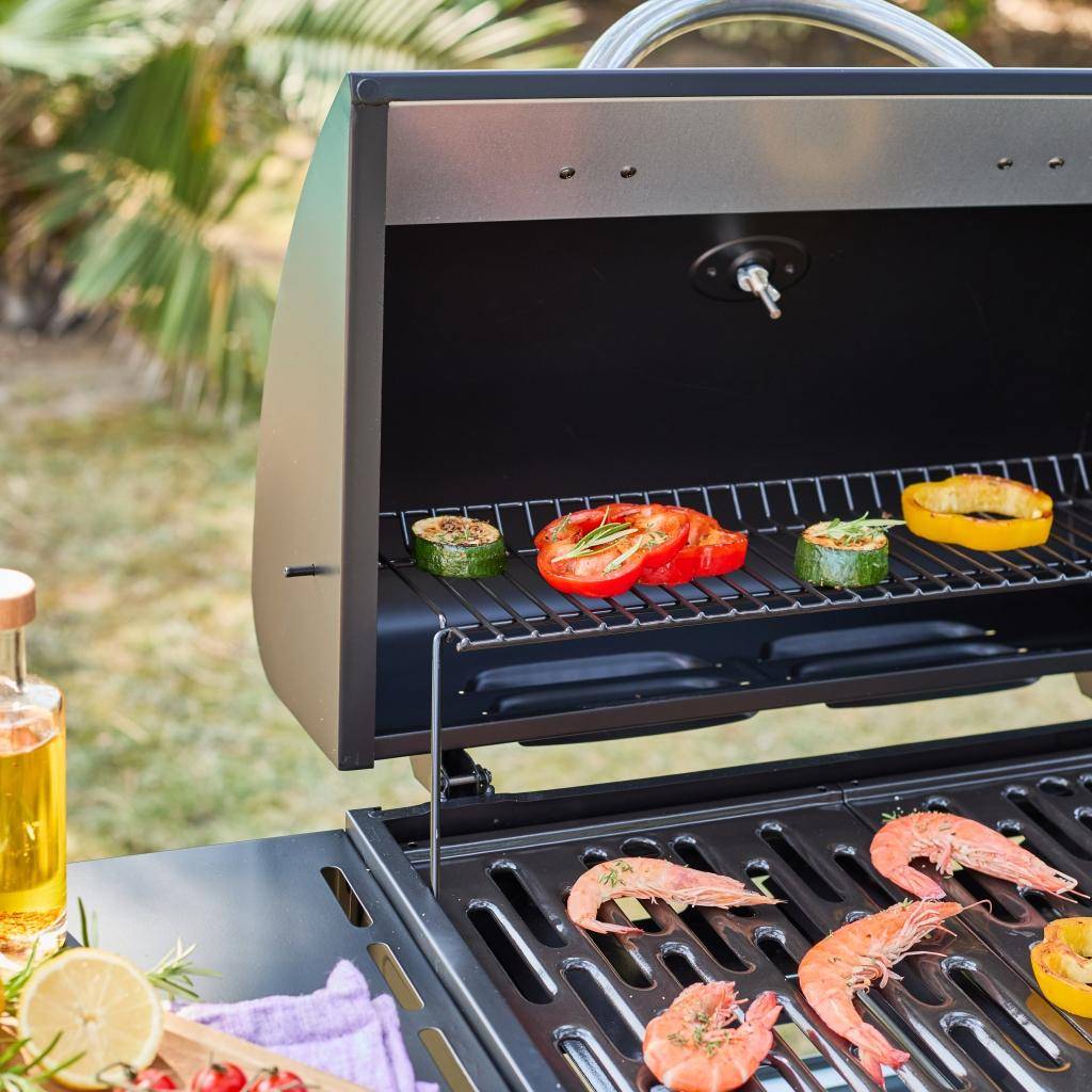 Barbecue a gás de 3 queimadores com 1 queimador lateral, Treville Espreguiçadeira, Preto, 117.2x43.5x103 cm Photo11